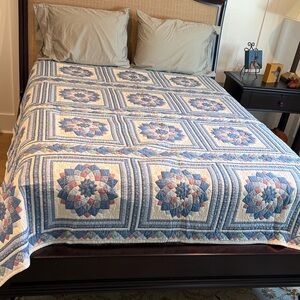 Handmade Blue and pink Patchwork Quilt - queen size